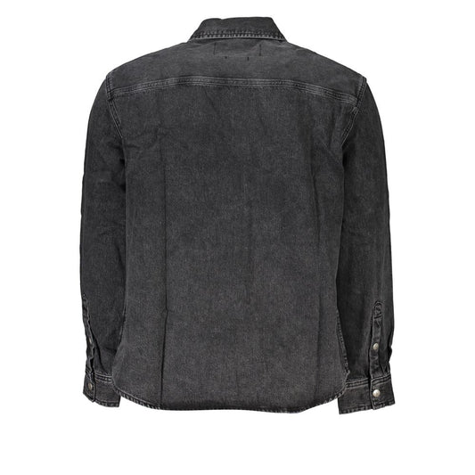 Elegant Black Denim Shirt with Sophisticated Details