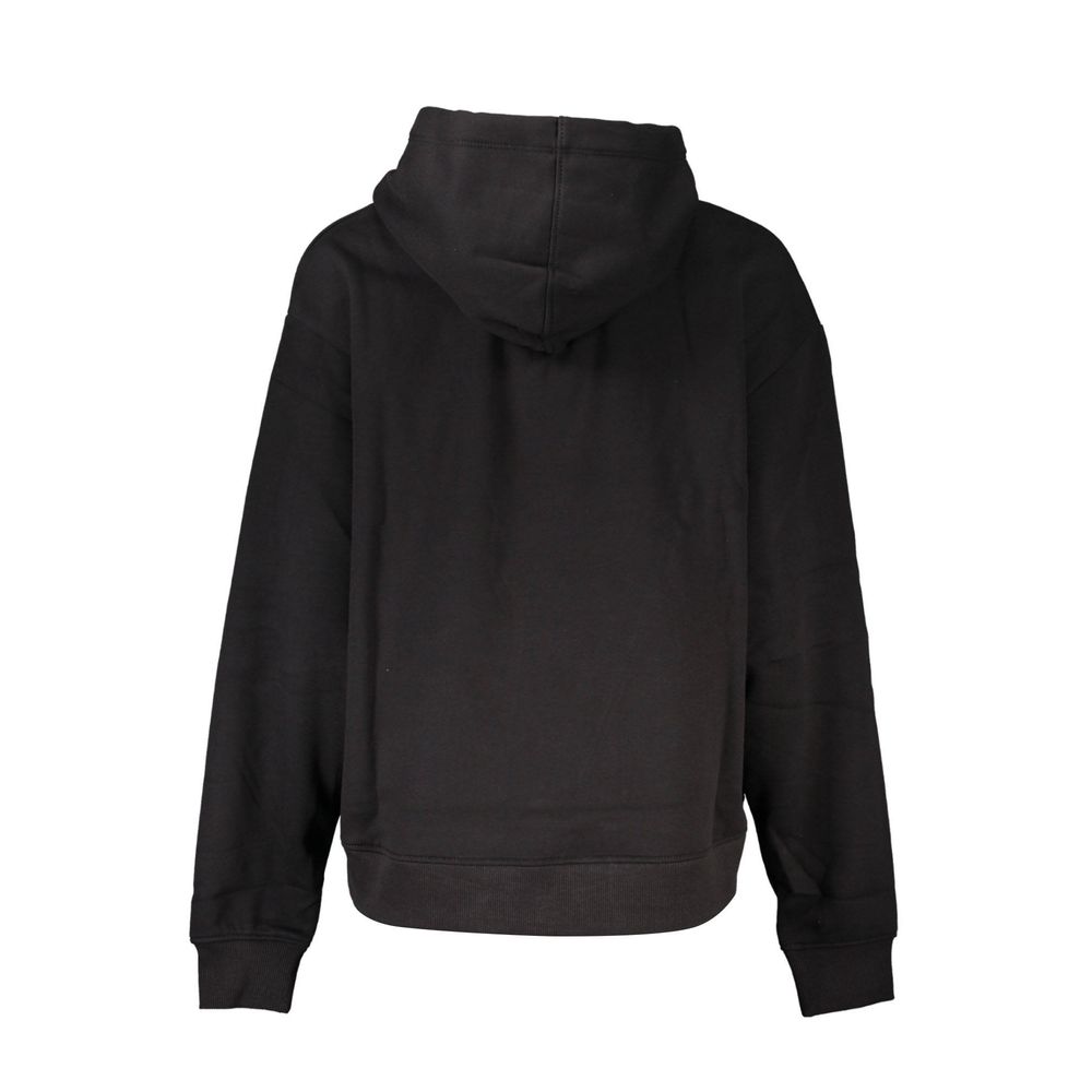 Chic Black Hooded Sweatshirt with Fleece Interior