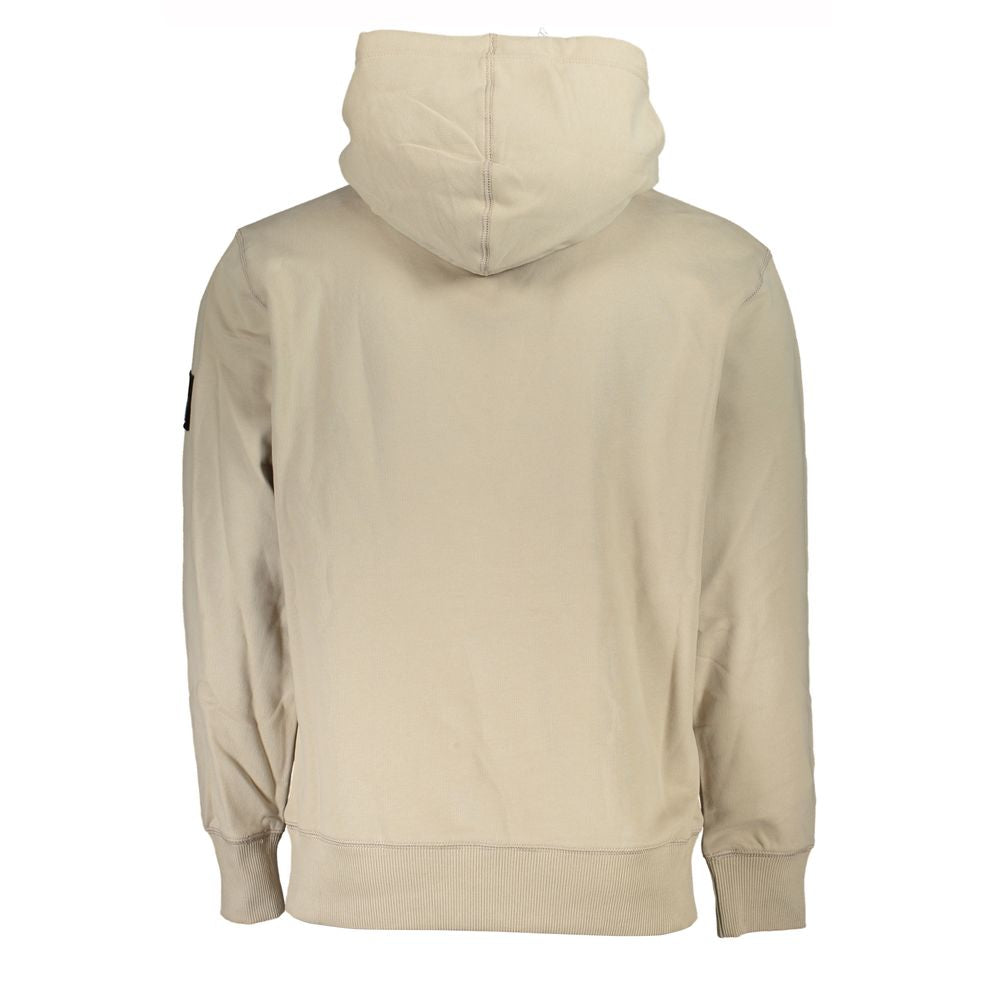 Beige Cotton Hooded Sweatshirt