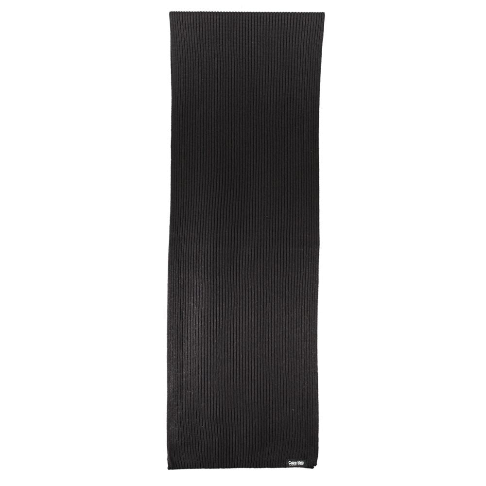 Elegant Black Cotton Cashmere Scarf