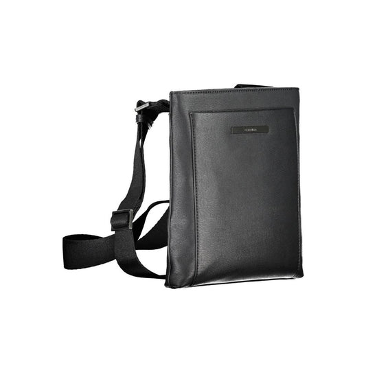 Eco-Conscious Black Shoulder Bag with Logo