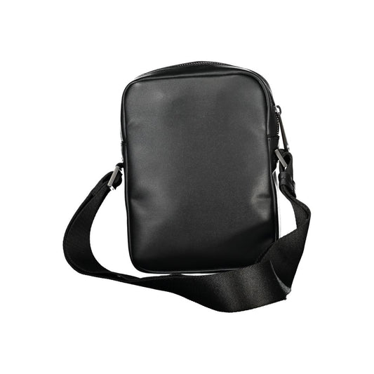Eco-Chic Black Shoulder Bag with Logo Detail