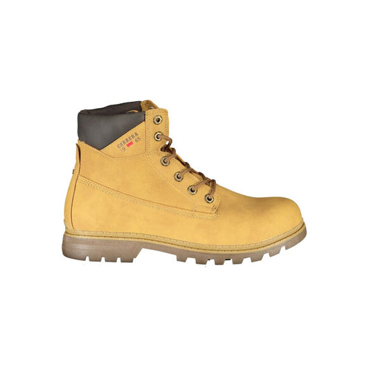 Vibrant Yellow Lace-Up Boots with Logo Detail