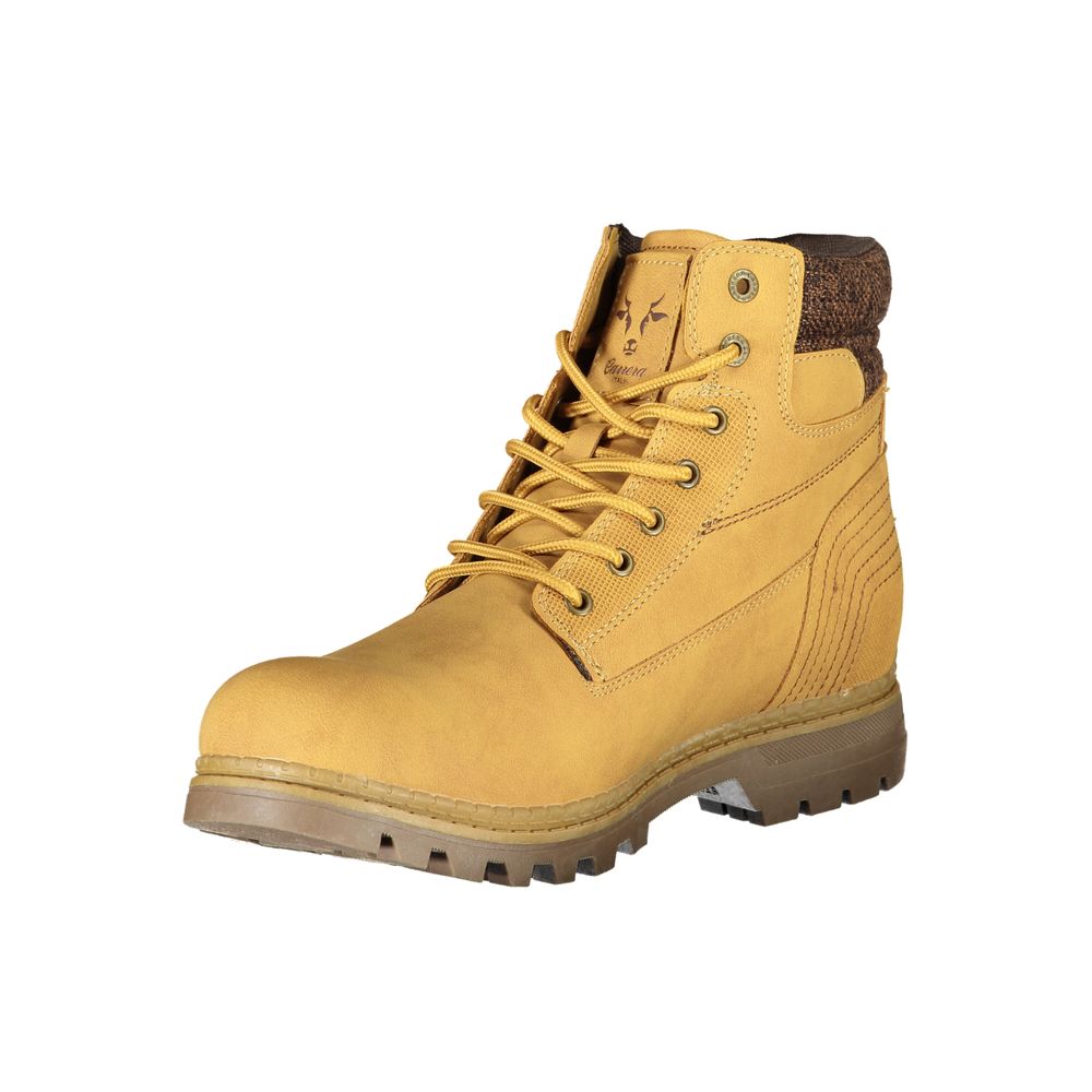 Sleek Yellow Lace-Up Boots with Contrast Detail