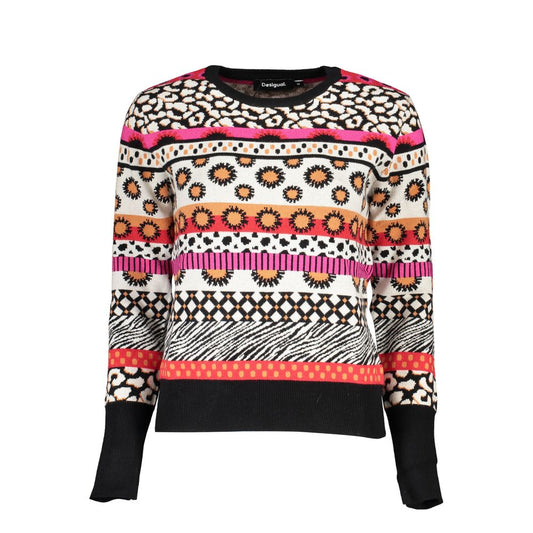 Chic Pink Contrast Crew Neck Sweater