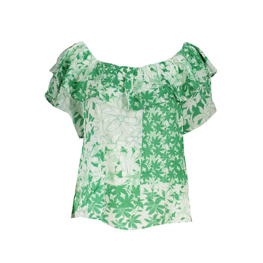 Green Boho Chic Patterned Tee with Logo