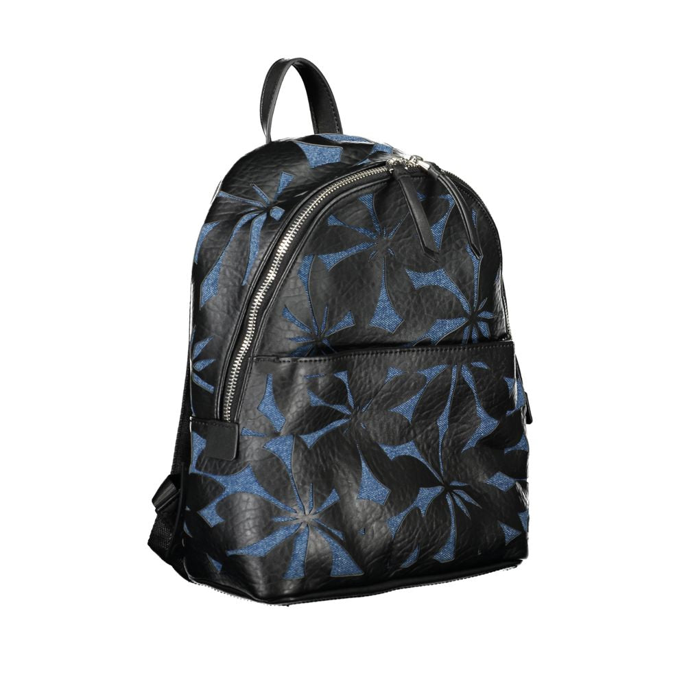 Chic Black Contrast Detail Backpack