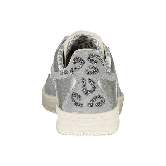 Sparkling Gray Lace-Up Sneakers with Swarovski Crystals
