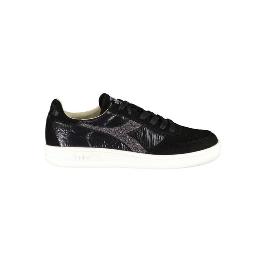 Chic Black Lace-Up Sneakers with Swarovski Crystals