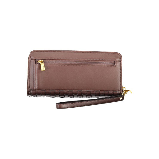 Chic Brown Polyethylene Wallet with Coin Purse