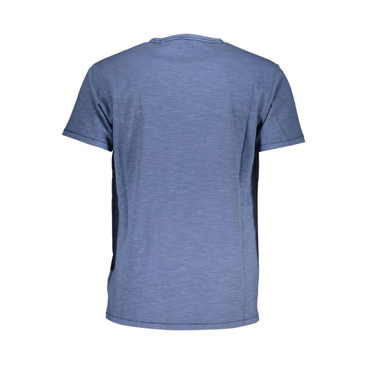 Chic Crew Neck Pocket Tee in Blue