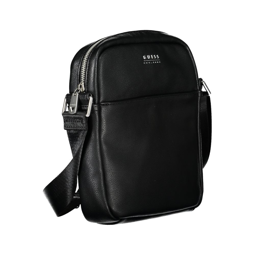 Sleek Black Polyethylene Shoulder Bag