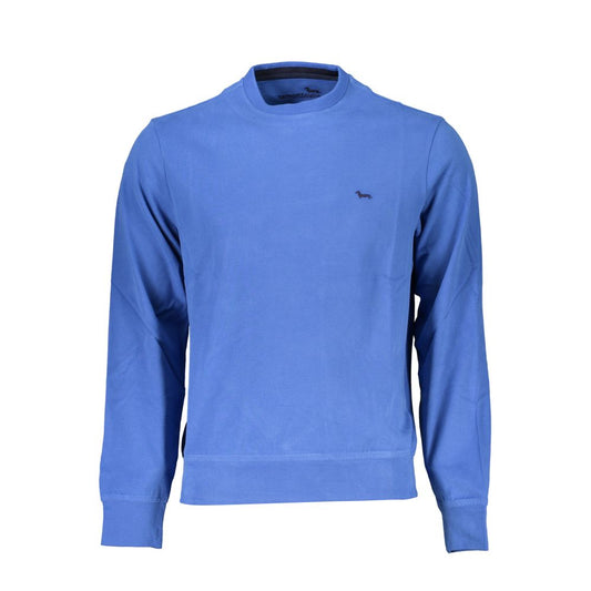 Crew Neck Embroidered Blue Sweater