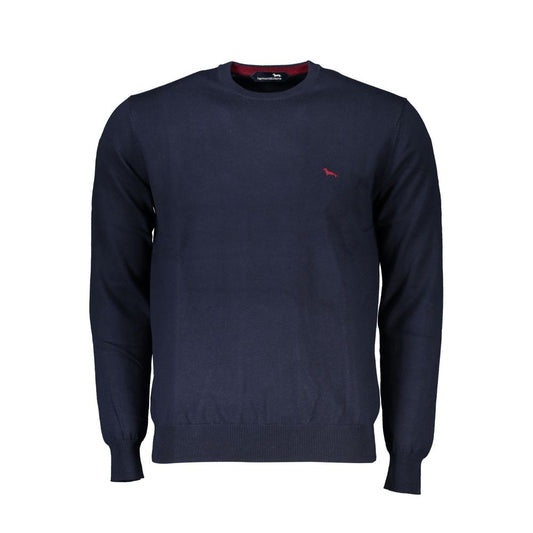 Crew Neck Embroidered Blue Sweater