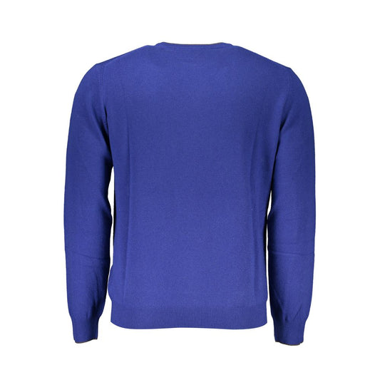 Elegant Blue Crew Neck Cashmere Blend Sweater
