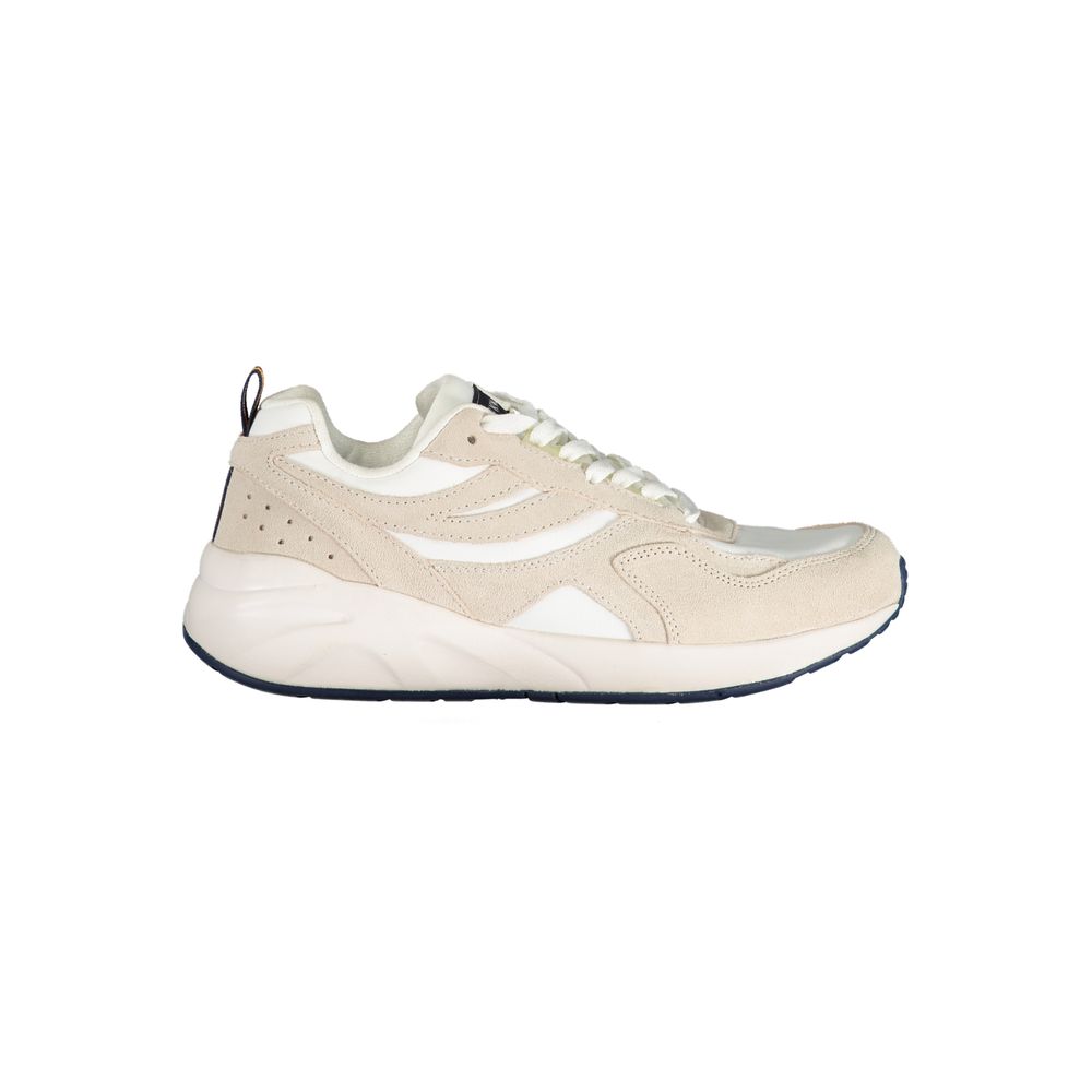 Beige Lace-Up Sneakers with Contrast Details