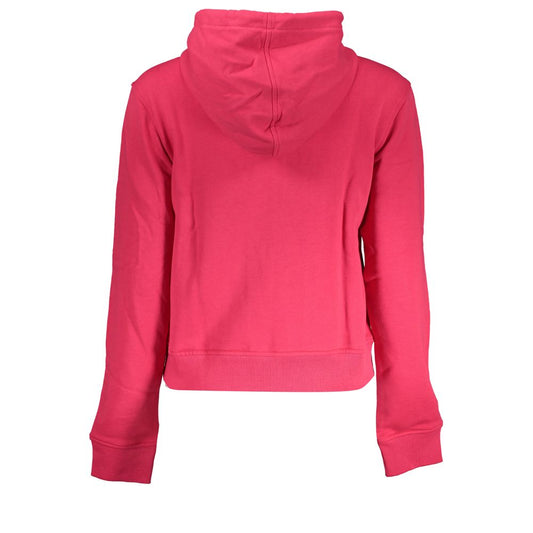 Chic Pink Hooded Sweatshirt with Contrast Details