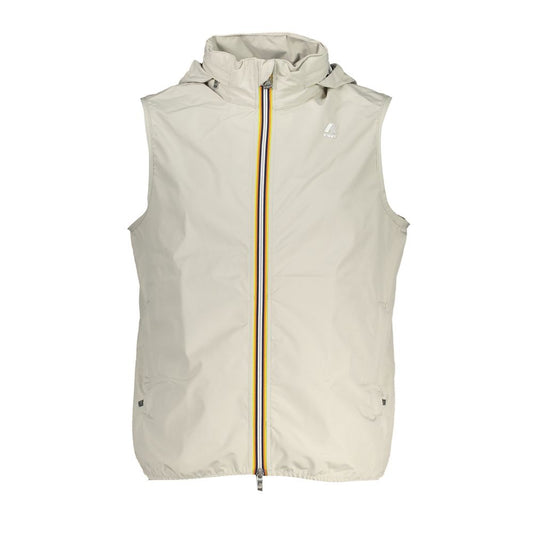 Sleek Sleeveless Gray Zip Jacket with Contrast Details