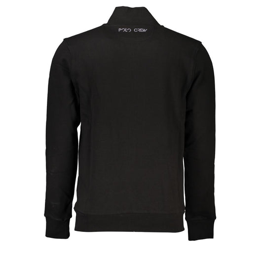 Sleek Black Cotton Zip Sweater