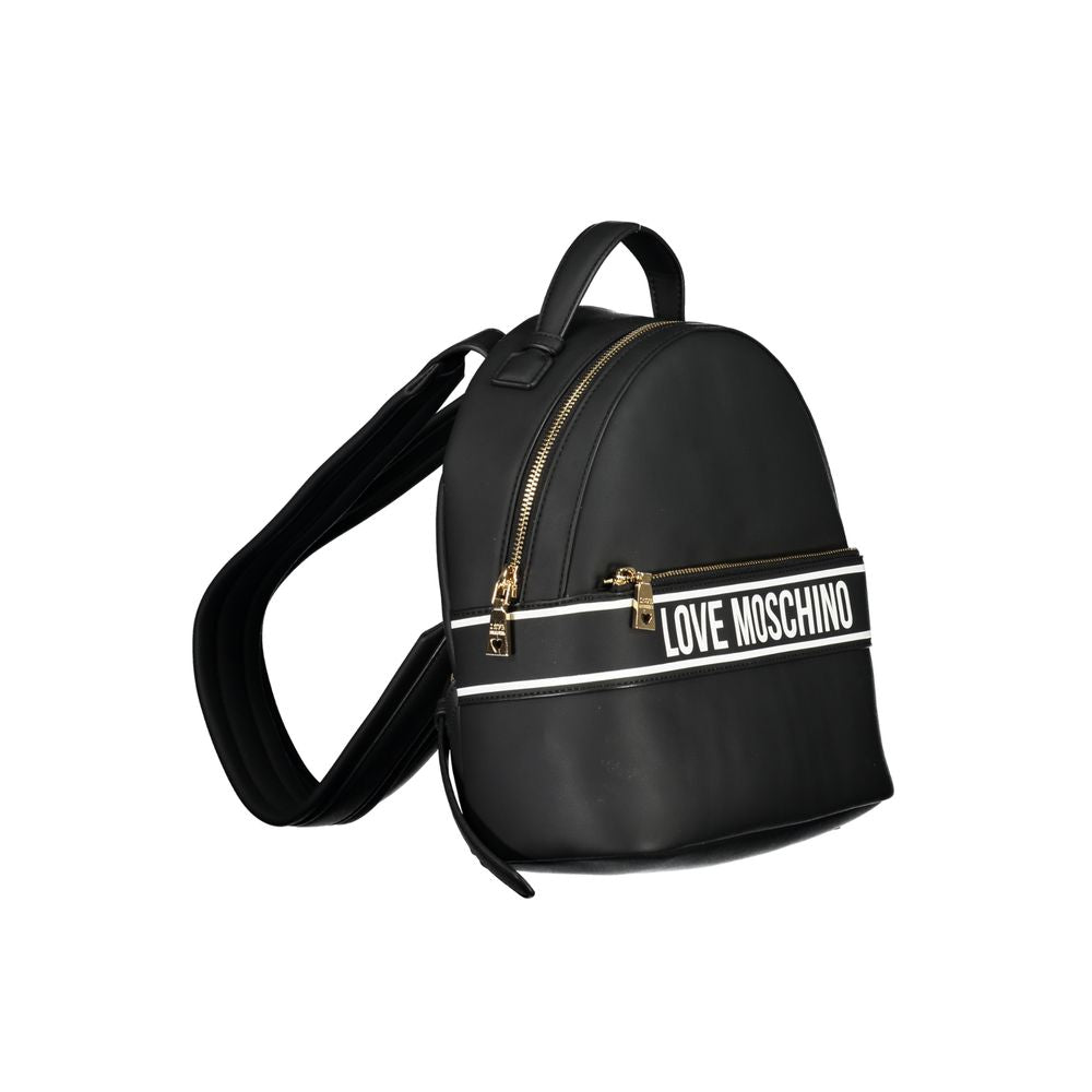 Chic Black Designer Backpack with Print Detail