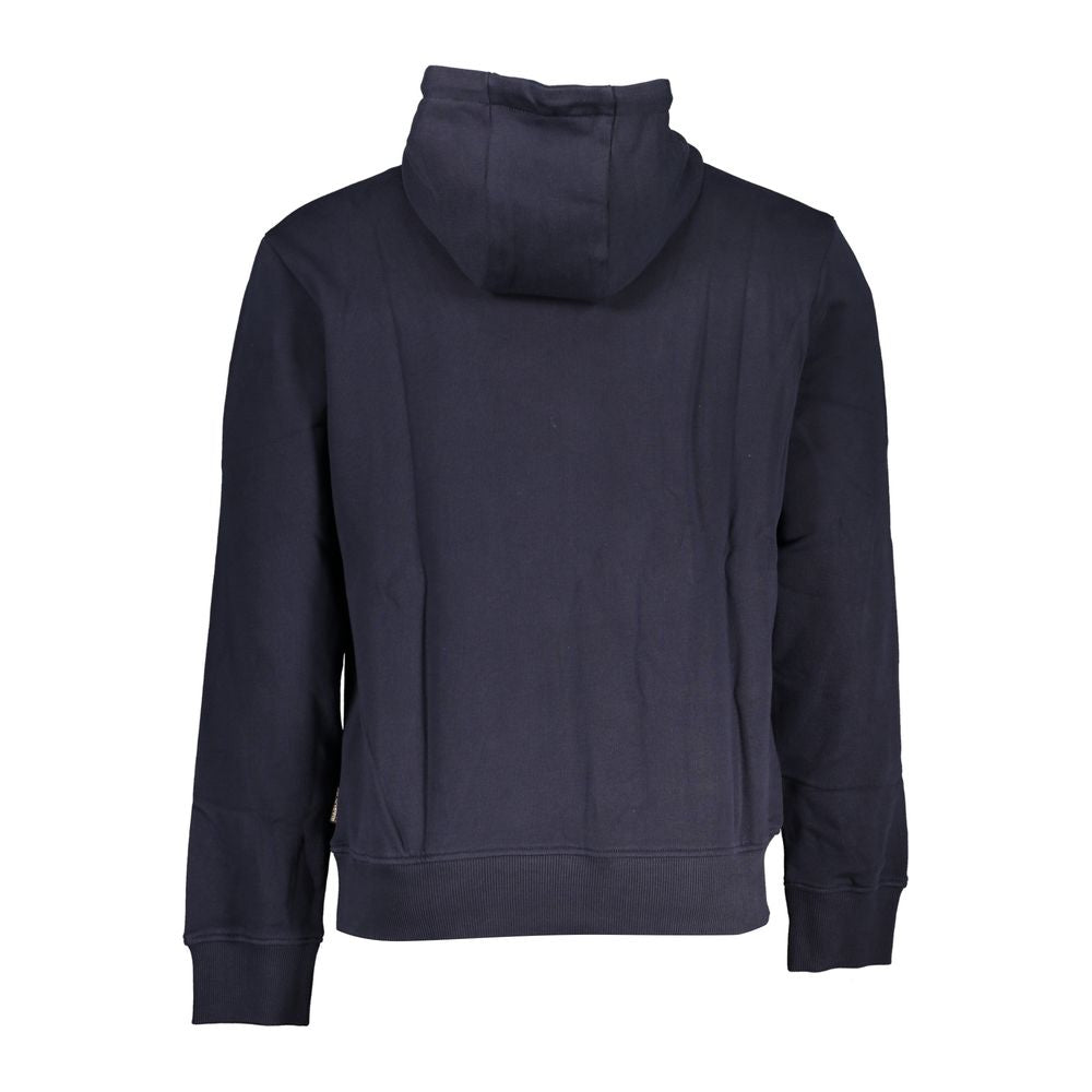 Chic Blue Hooded Cotton Sweater for Men
