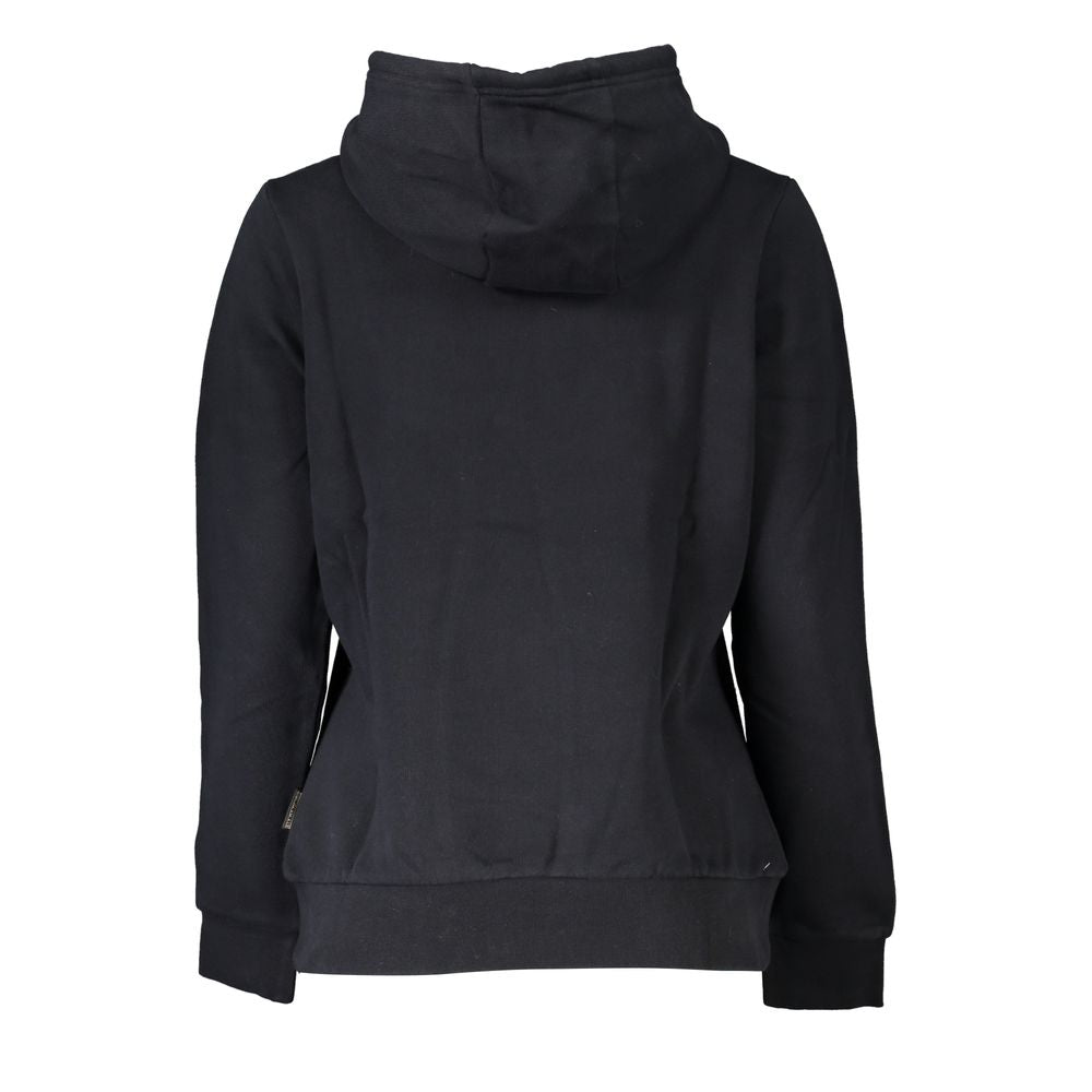 Elegant Black Hooded Fleece Sweatshirt