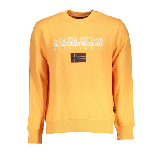 Sleek Orange Crew Neck Embroidered Sweatshirt