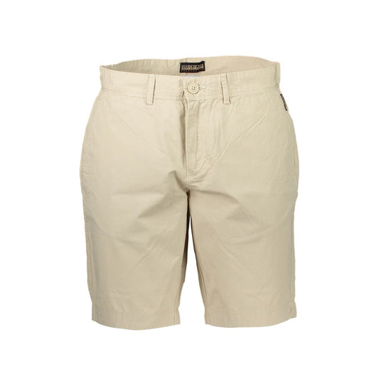 Beige Bermuda Shorts with Contrast Details