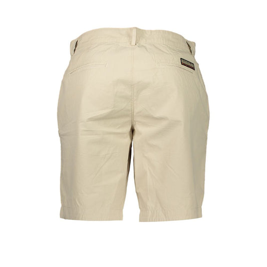 Beige Bermuda Shorts with Contrast Details
