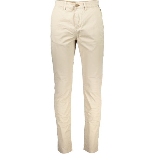 Elegant Beige Cotton-Blend Trousers