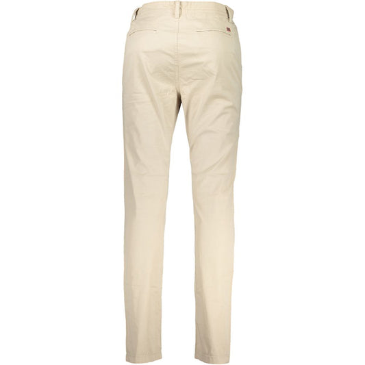 Elegant Beige Cotton-Blend Trousers