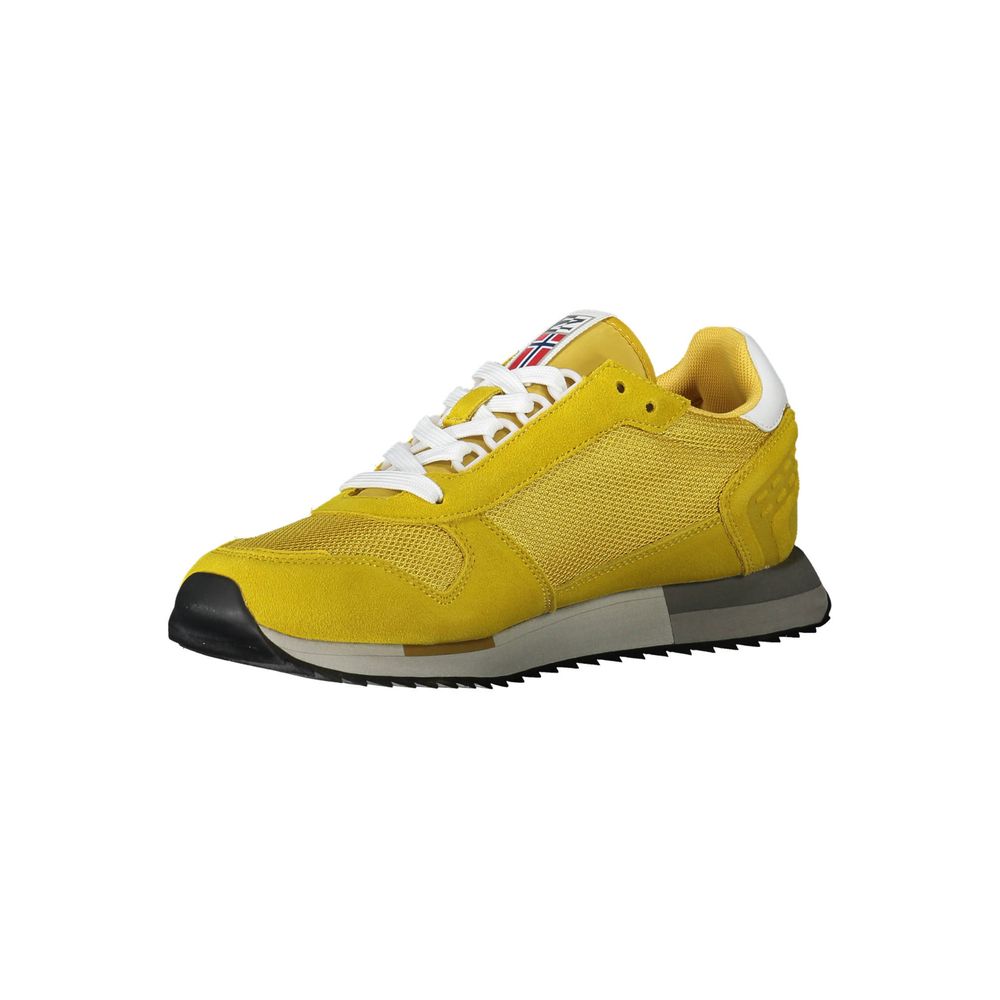 Vibrant Yellow Contrast Lace-Up Sneakers