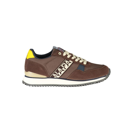 Chic Brown Lace-up Sneakers with Contrast Detail