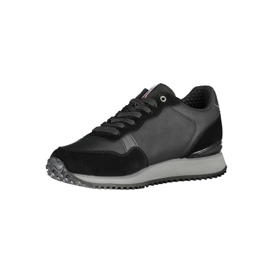 Sleek Black Contrast Lace Sneakers