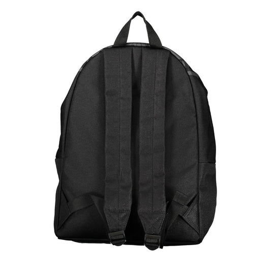 Sleek Black Cotton Backpack with Contrasting Details