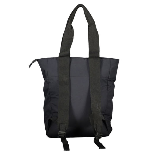 Chic Black Cotton Backpack with Contrasting Details