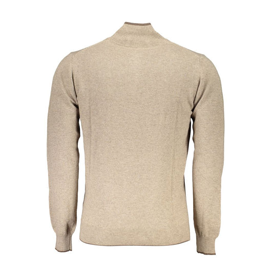 Elegant Beige Turtleneck Sweater with Half Zip