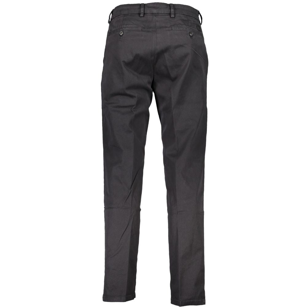 Sleek Slim-Fit Black Trousers with Chic Detailing