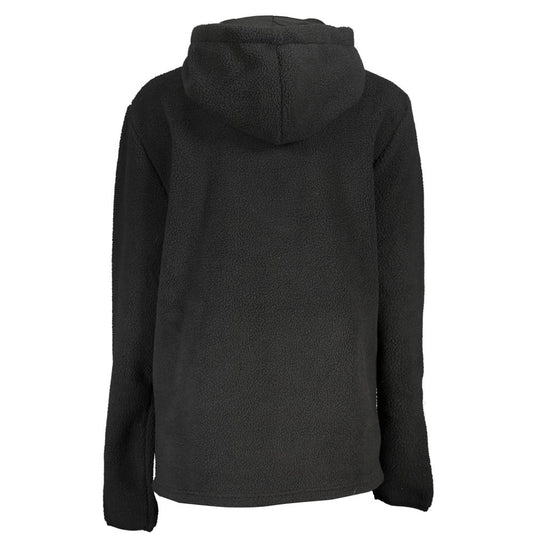 Elegant Black Half Zip Hooded Sweatshirt