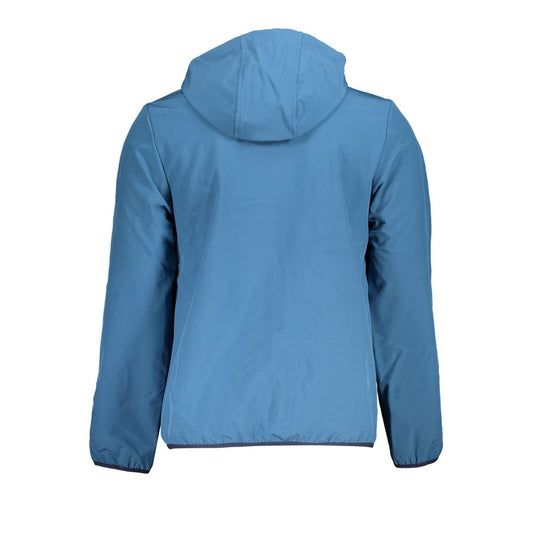 Chic Blue Soft Shell Men's Jacket with Hood