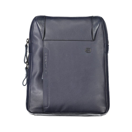 Elegant Blue Leather Shoulder Bag with Adjustable Strap