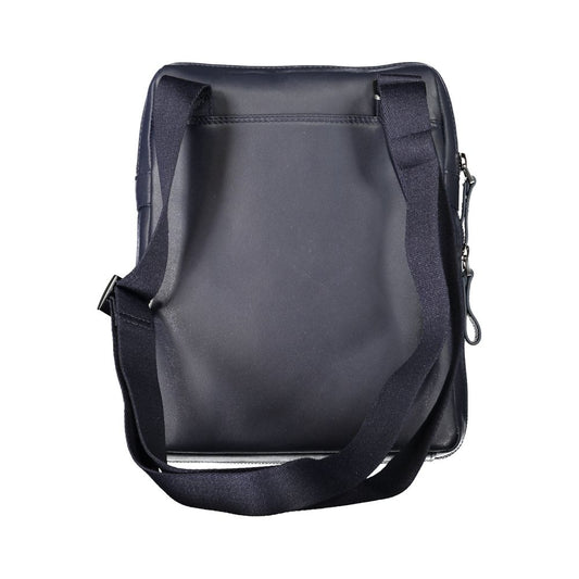 Elegant Blue Leather Shoulder Bag with Adjustable Strap