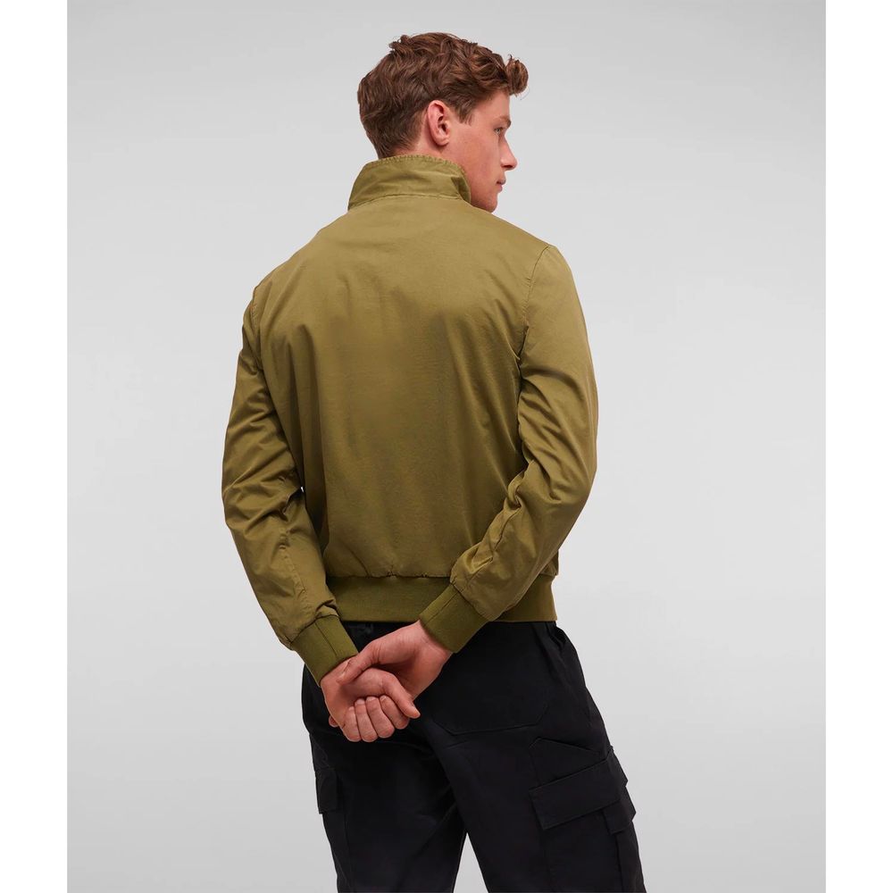 Elegant Green Cotton Bomber Jacket for Men