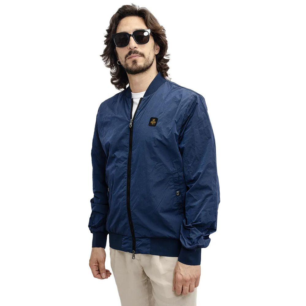 Elevated Casual Blue Bomber Jacket