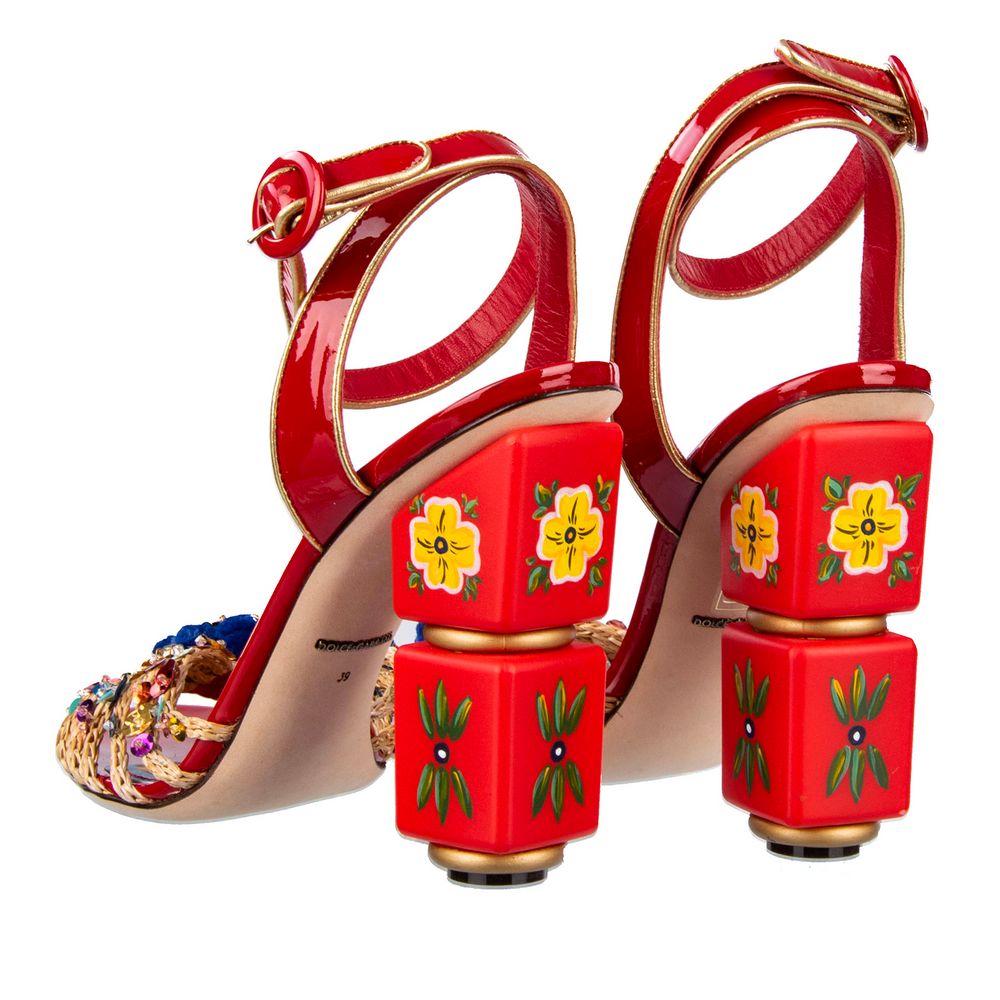 Sicilian Cart Chic Red Calfskin Sandals