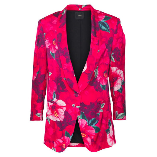 Elegant Fuchsia Floral One-Button Jacket