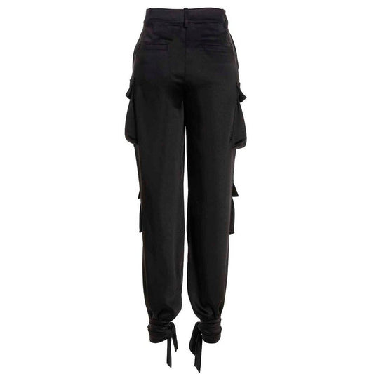 Chic Bow-Adorned Black Trousers