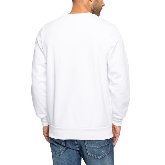 Crisp White Cotton Crewneck Sweatshirt with Print