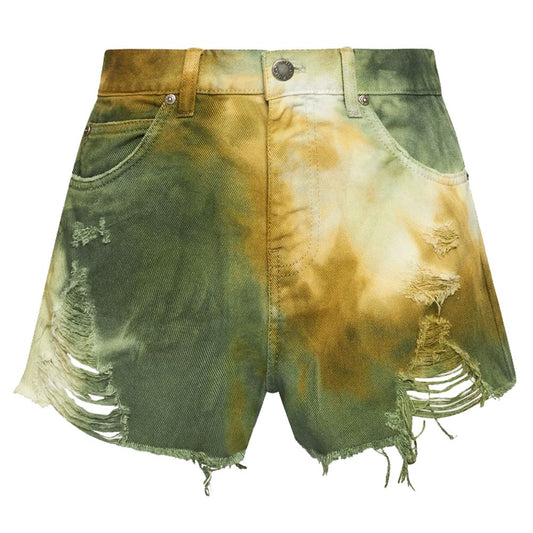 Chic Military Green Cotton Shorts for Women