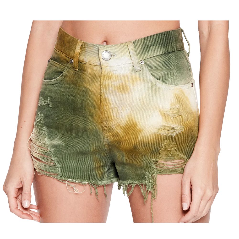 Chic Military Green Cotton Shorts for Women